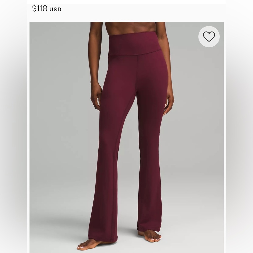 COPY - NWT. Lululemon Groove pants flare. Burgundy. Size 4. Never worn.